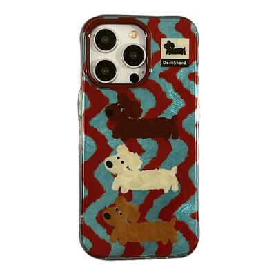 可爱卡通小狗带链条防摔手机壳