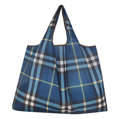 便携格子购物袋折叠牛津布环保包