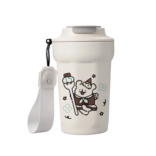 线条小狗保温杯水杯学生男女大容量咖啡杯316不锈钢高颜值儿童杯