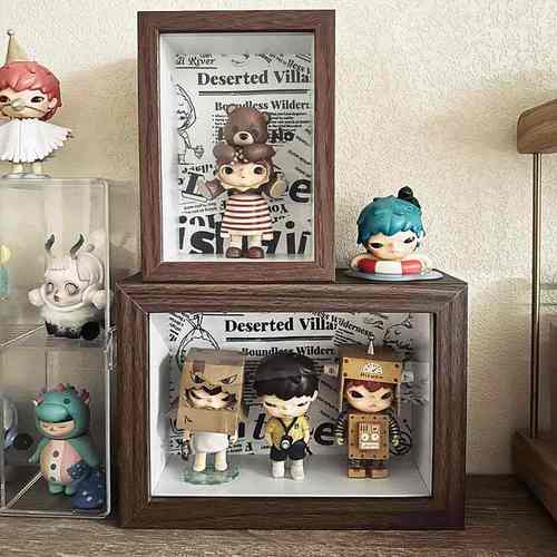 适用泡泡玛特小野展示盒盲盒收纳相框画框架7寸diy场景透明中空