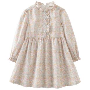 戴维贝拉中大童连衣裙2026春装新款女童长袖连衣裙纯棉碎花裙子
