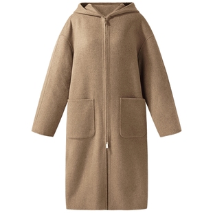 歌莉娅男女同款全羊绒大衣冬季新款高级感中长款双面呢子外套