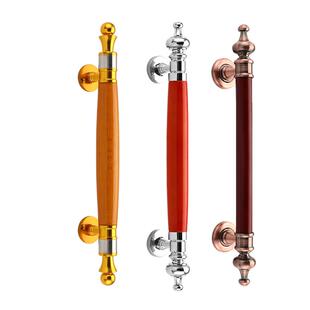 加厚金色木纹明装拉手双开木门把手大门防火门房门卧室双尖小拉手