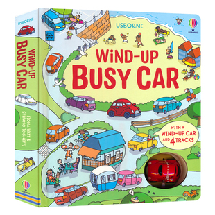 Usborne Wind-Up Busy Bus Car Train 发条玩具轨道书 小汽车挖掘机飞机海盗船 英语早教启蒙亲子读物纸板书 英文原版进口儿童图书