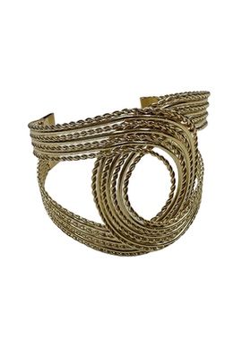 atmshop复古金色双C麻花宽版手环臂环小香vintage手镯开口可调节