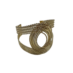 atmshop复古金色双C麻花宽版手环臂环小香vintage手镯开口可调节