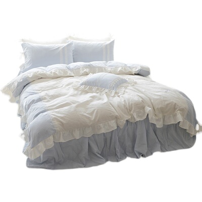 少女心风水洗棉超柔床裙款四件套