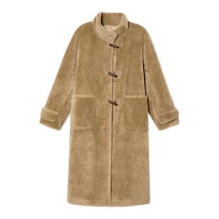 诗篇专选羊毛颗粒绒立领复古学院风羊羔毛毛绒泰迪毛大衣冬