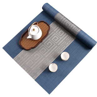 茶席新中式桌旗禅意防水茶垫高档茶几长条柜茶台桌布定制茶盘垫布