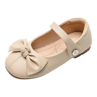 女童公主鞋2025新款小女孩方口皮鞋女宝宝春秋软底单鞋儿童豆豆鞋