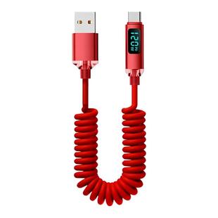 昊微typec快充数据线pd车载120W弹簧carplay充电线器适用苹果iPhone15华为小米6A闪充安卓平板笔记本伸缩数显