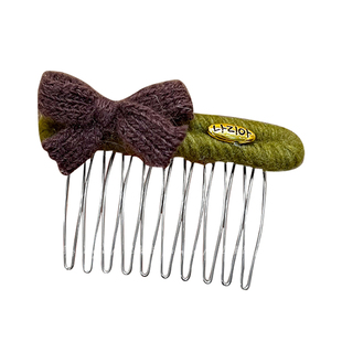 针织蝴蝶结倒插梳发夹女高颅顶碎发神器侧边刘海碎发卡显脸小头饰