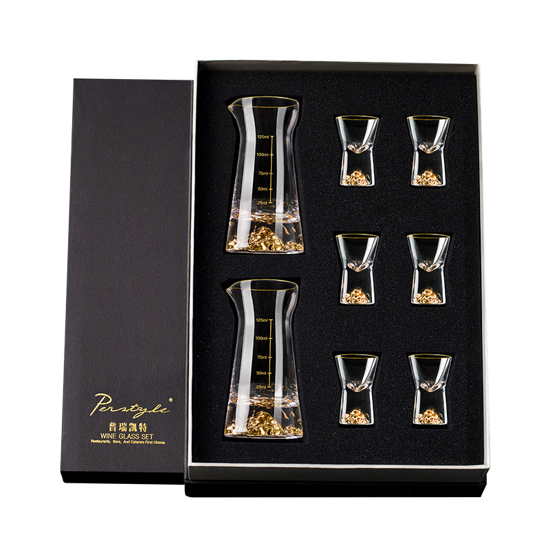 中式风仿古金箔礼盒套装分酒器