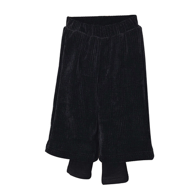 女童雪尼尔假两件裤子