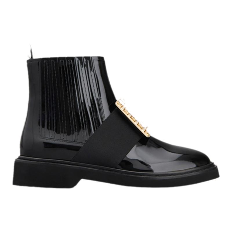 【24期免息】Roger Vivier/RV女鞋Viv Rangers钻扣厚底切尔西靴