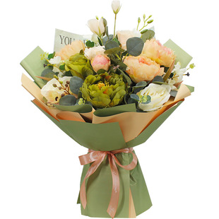 仿真花束成品大束手捧花永生颁奖舞台献花交车假花拍照教师节牡丹