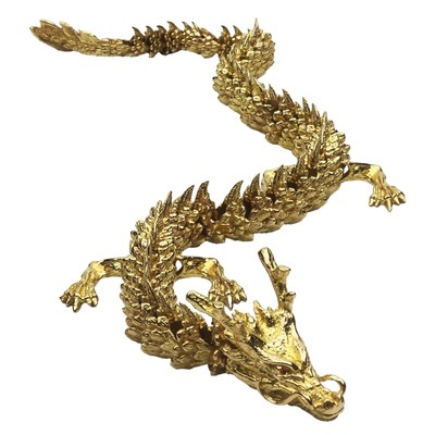 纯黄铜五爪金龙手把件可活动摆件