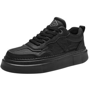 海澜之家男鞋2026新款秋冬季加绒黑色棉鞋男厚底增高休闲皮面板鞋