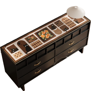 边柜垫中古风防尘防水餐边柜复古桌垫玄关柜台面保护垫电视机柜垫