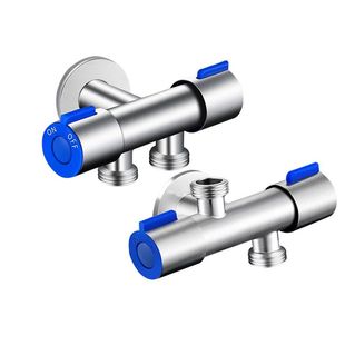 304不锈钢三通双控角阀多功能水龙头洗衣机马桶一分二分水器二出