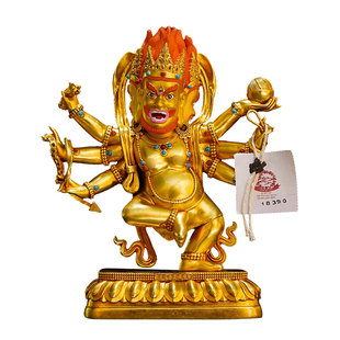 欧斯特全鎏金《六臂玛哈嘎拉》精工铜雕《玛哈噶啦站立像》摆件