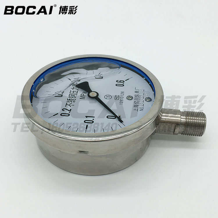不锈钢耐震压力表YN100BF抗腐蚀高温水液油气负压真空1MPa1.6精密