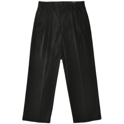 高腰宽松双褶直筒绅士混纺休闲裤