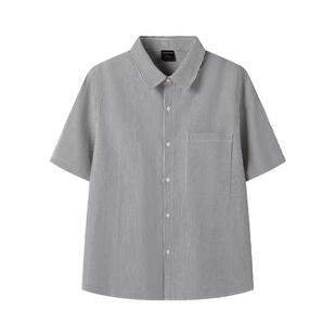 outdoor products 加州云雀2026夏新款短袖衬衫男纯棉条纹Polo衫