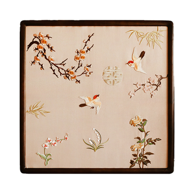 婚房装饰新中式花鸟刺绣装饰画