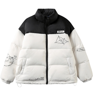【陈浚铭同款】ER数学几何印花羽绒服2026年撞色加厚国潮保暖外套