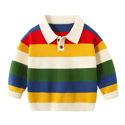 100纯棉男童翻领毛衣薄款针织衫