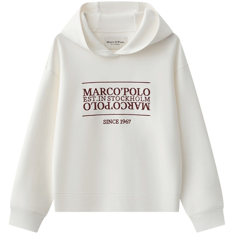 Marc O'Polo/MOP秋季新款气质莱赛尔棉混纺刺绣logo连帽卫衣女士