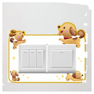 创意卡通双排开关贴3d立体客厅墙洞遮挡装饰贴定制墙壁插座保护套
