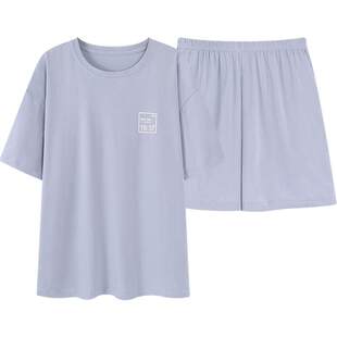 三枪春夏情侣棉感多巴胺风睡衣男短袖圆领宽松超柔软家居服女