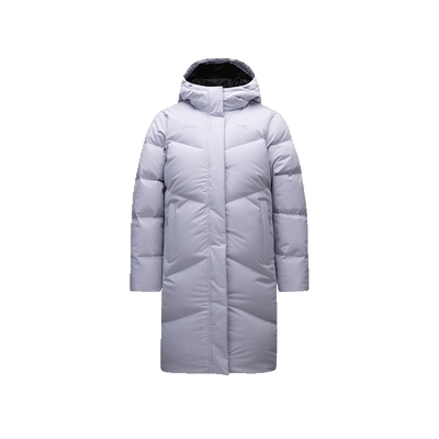 安踏宽松长款羽绒服女冬季保暖防风防泼水加厚炽热科技连帽羽绒服