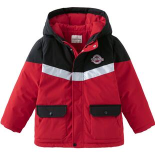 戴维贝拉中大童羽绒服反季清仓冬装男童户外防水透湿撞色连帽外套