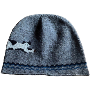 100%纯羊毛HELLO TREE设计师可爱小狗毛线帽女冬天包头帽无檐便帽