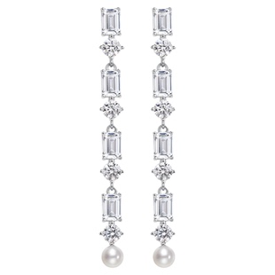 喜珠阁【Inner内心】棱镜锆石拼接长款耳钉珍珠耳环高级小众配饰