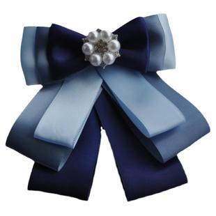 新领花女职业员工衬衫装饰银行领结头花套装蓝色酒红韩纱高档领结