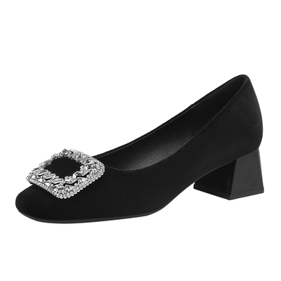 法式高跟鞋女粗跟鞋子