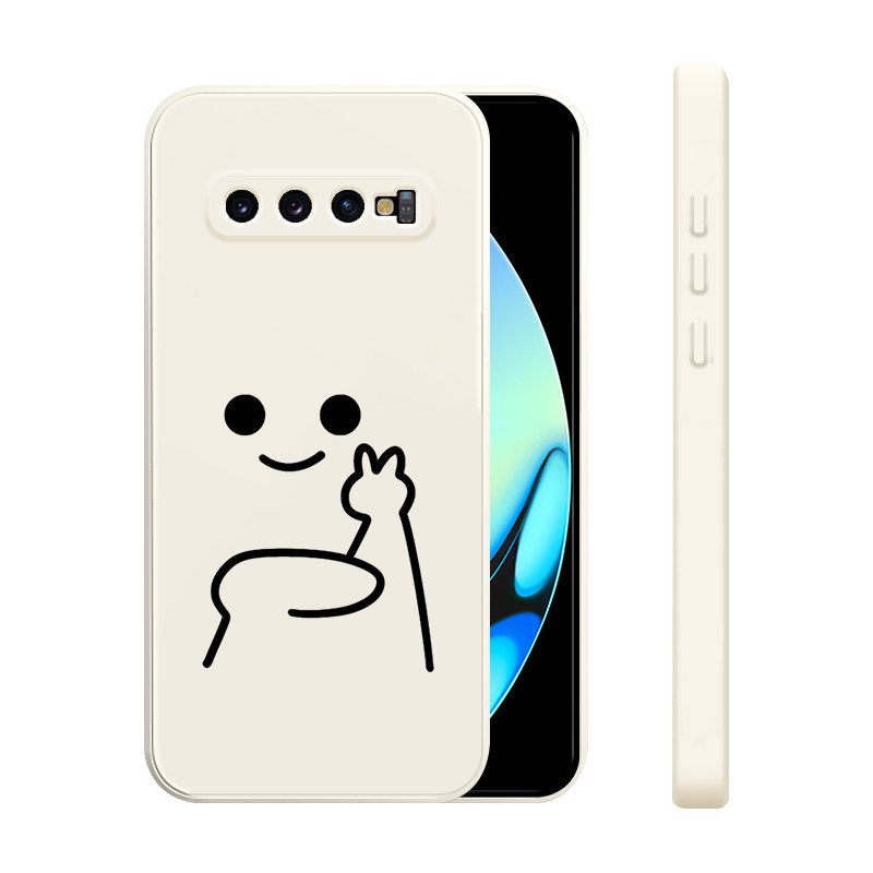 适用三星S10手机壳新款GalaxyS10e液态硅胶s10plus软壳S9+镜头全包S8防摔超薄保护套十潮男女生个性创意比耶