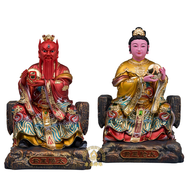 树脂佛堂太阴太阳星君像体神像