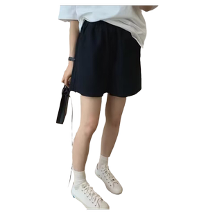 chic复古港味阔腿工装短裤女夏季韩版宽松高腰bf原宿风运动休闲裤