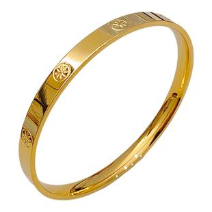 卡家沙金米字车花手镯时尚女款螺丝纹拉丝手环CNC精雕工艺轻奢