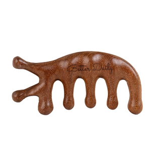 BetterDaily经络按摩梳檀木头皮刮痧疏通七齿经络按摩梳子养生刷