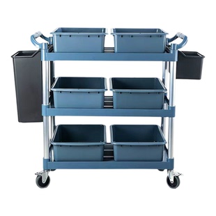 餐车小推车商用餐厅移动撤餐碗三层送收餐车饭店塑料上菜车送餐车