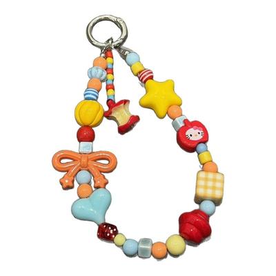 手作多巴胺苹果核ins彩色挂饰手工可爱串珠手机链ccd挂绳相机挂件