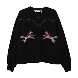 【生肖系列】MOVEUP幻走2025冬季新款趣味绣花下脚收褶短款外套女