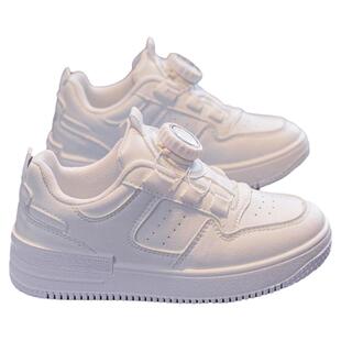 童鞋儿童小白鞋男童鞋子2024春秋季学生女童白色旋钮运动板鞋纽扣