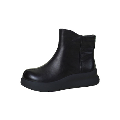 冬季新款真皮厚底加绒羊毛马丁靴